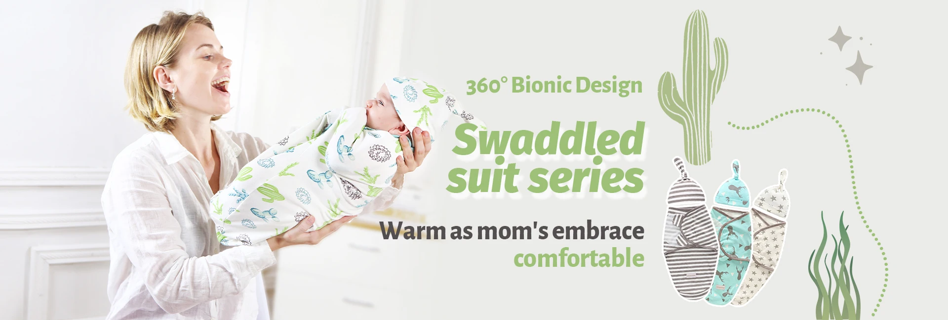 2 pieces set newborn swaddle wrap with hat cott