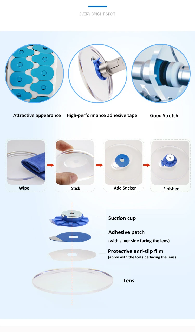 Rightway Brand  1000pcs Transparent Protective Stickers Optical Anti Slip Lens Blocking Pads