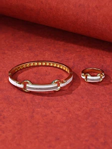 Trendy Geometric 925 Sterling Silver Jewelry Set Rhodium Plated Resin Earrings & Necklace Suite for Party, Gift Occasion