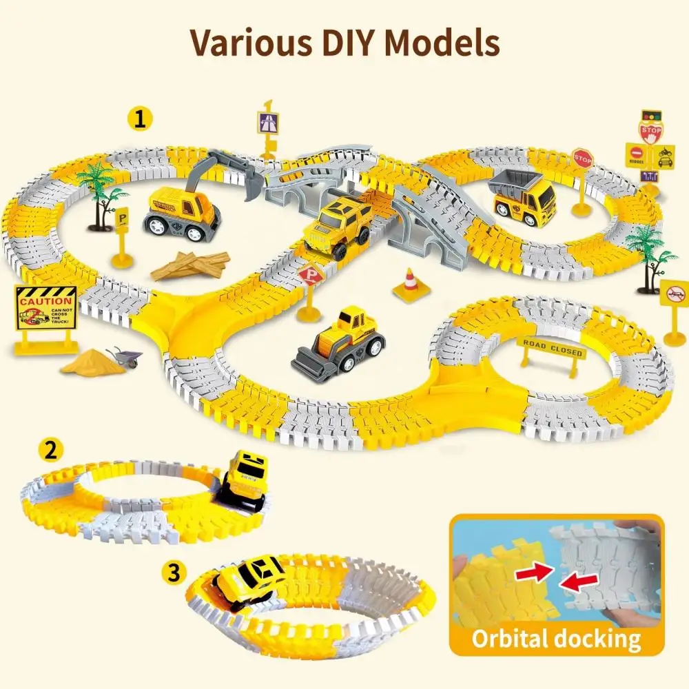 arkidz Car Race Tracks for Kids, Construction Race Tracks Toy, Engineering Road Tracks for Boys and Girls (255 Pcs Set)