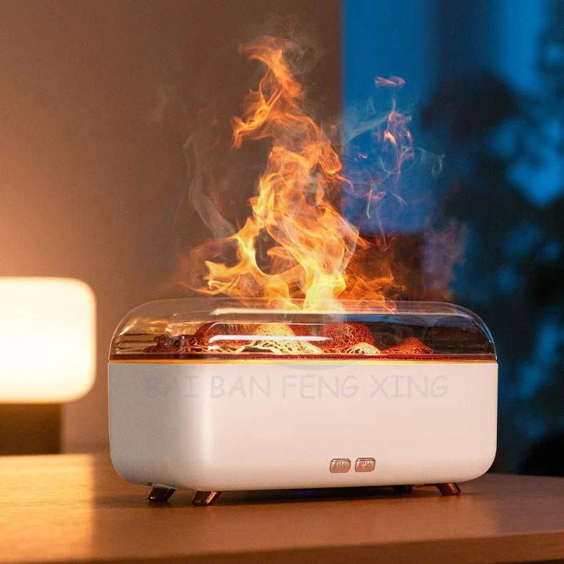 Creative Mini Llava Lava Aromatherapy Machine Small Home USB Seven-colour Ambience Light Flame Humidifier 2