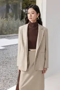 HARCHOY Women's Suits Linen Blend Office Wear Supplier Classic Single-breasted Premium Tailored Business