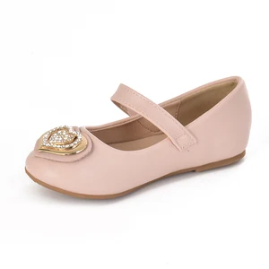 Wholesale Cheap Open Flat Casual Diamond-embedded Heart Shape Princess Kid Shoes for Young Girls