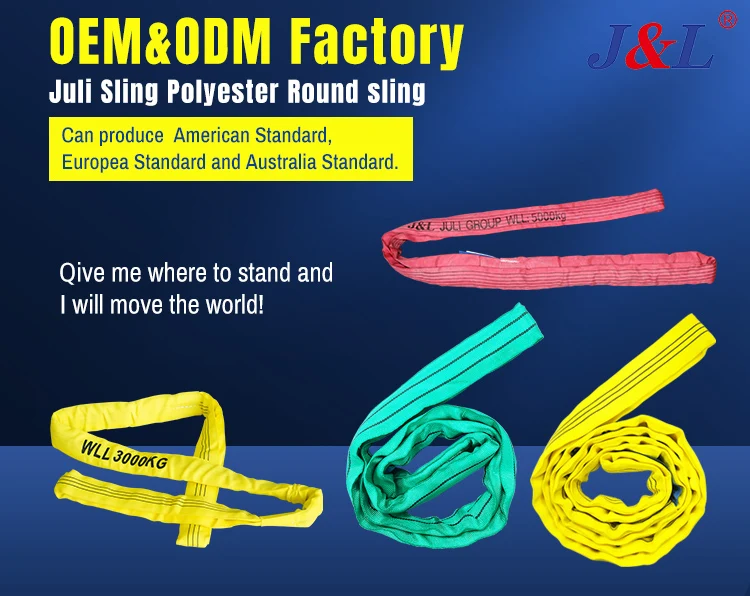 Juli Synthetic Fiber Sling Round Slings Safety Factor 61,Standard En