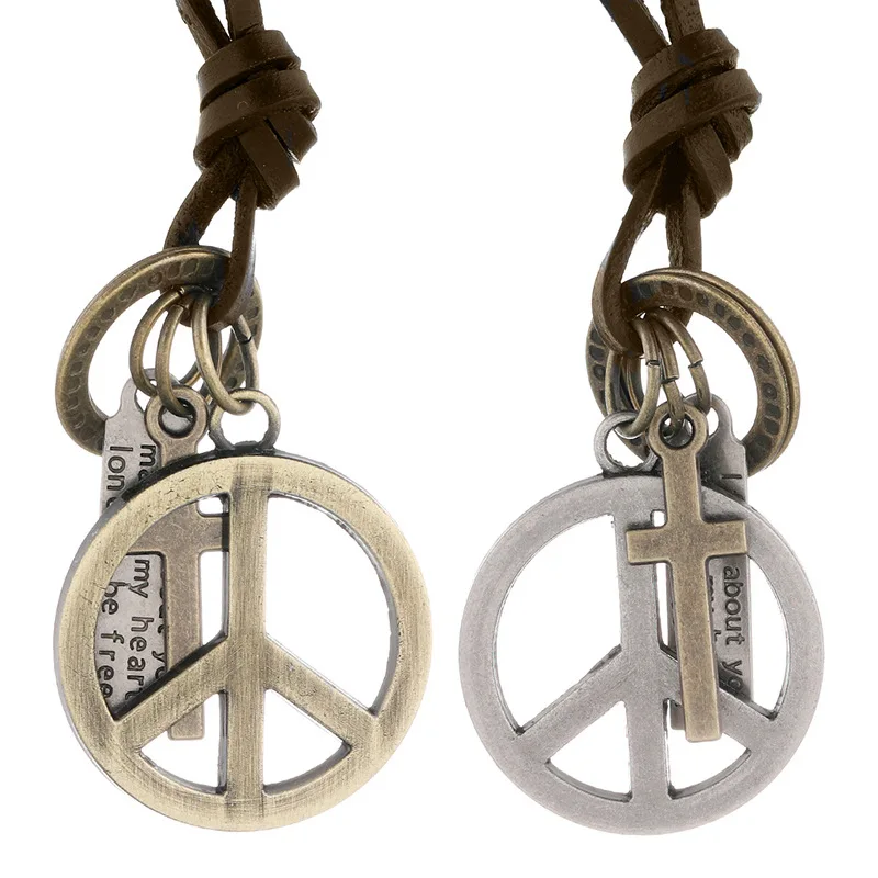 Wholesale Men Accessories - Adjustable Peace Symbol Pendant