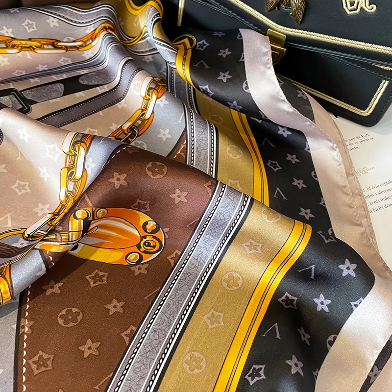 Spring Autumn New Chain Fashion Simulated Silk Shawl Feminine Gauze Wrap Long Length Air Conditioning Winter Warm Scarf