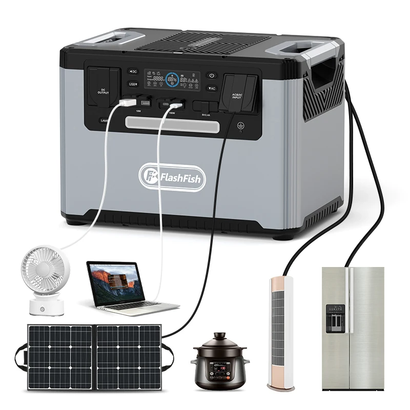Flashfish 2400W Large Capacity Big LiFePO4 Battery Charging Solar Generator 2200w 2500W Portable Power Station for Home Outdoor