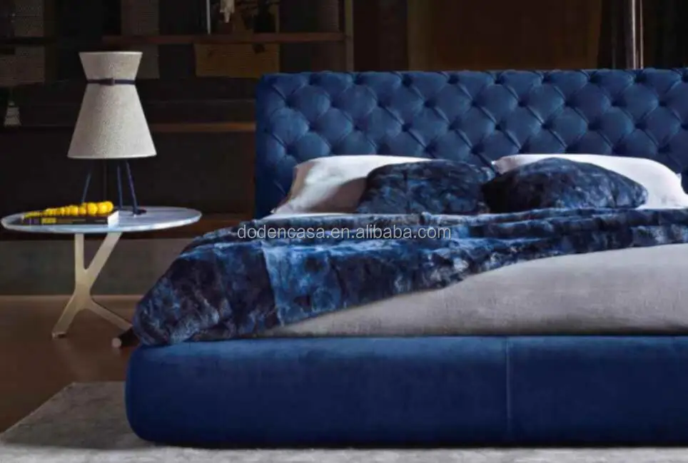Luxury Italian Modern Large Bedroom Soft Big Headboard Leather Bed