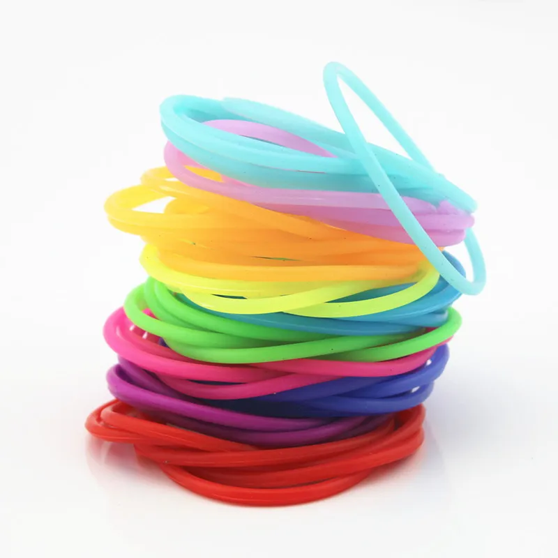Fashion Rainbow Rubber Hair Ties Bracelets Women Stackable Thin Stretch  Jelly Color Silicone Bracelet Wristband for Girls - Main Image