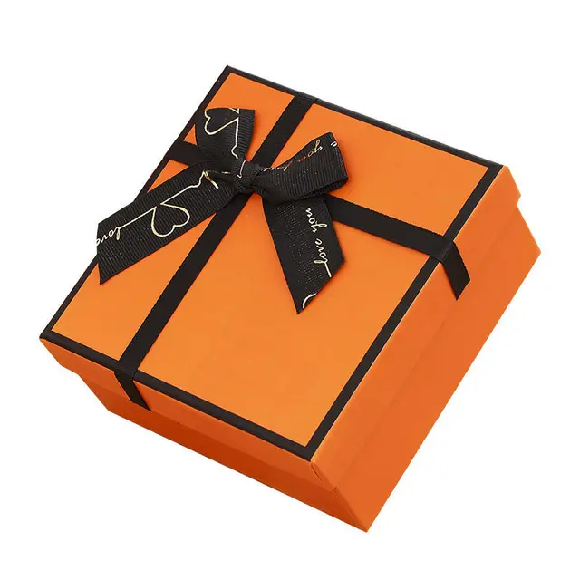 Hot Sale Custom Orange Bow Jewelry Wedding Gift Box Sets Paper Bridesmaid Gift Box With Ribbon