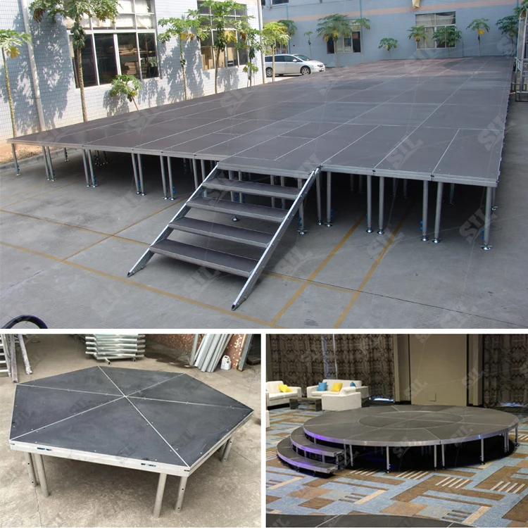 SIL Custom  XXXL Plus Size Complete Theatre Stage Concert Set up Theater Stair Outdoor Shiny Full Set Performance Stage for Sale