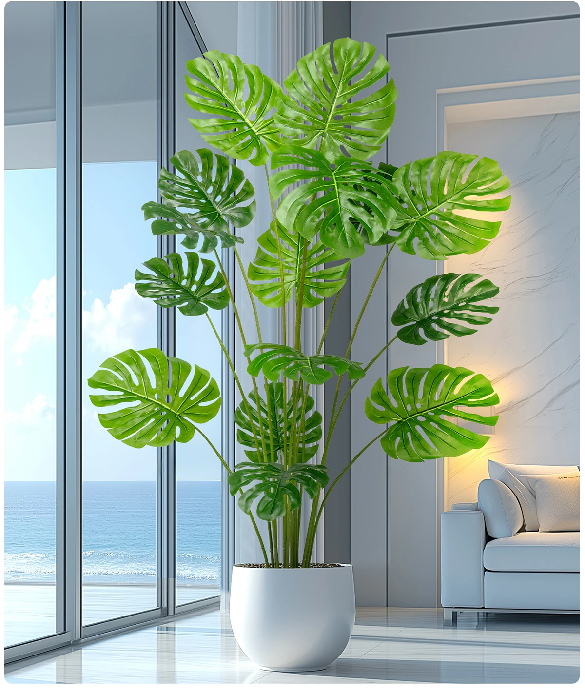 Monstera Deliciosa Artificial Indoor/Outdoor Green Grass Tree Big PE Plastic Faux Design for Home Easter Occasions Office factory