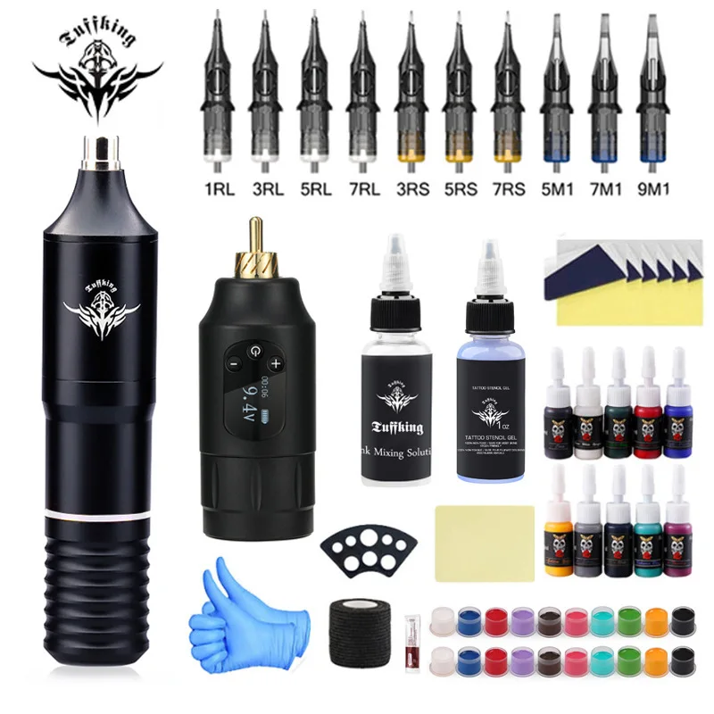 Tuffking Tattoo Machine Set LED Wireless Power Complete Set of Tools Cross-border Tattoo Pen Tattoo Motor Machine