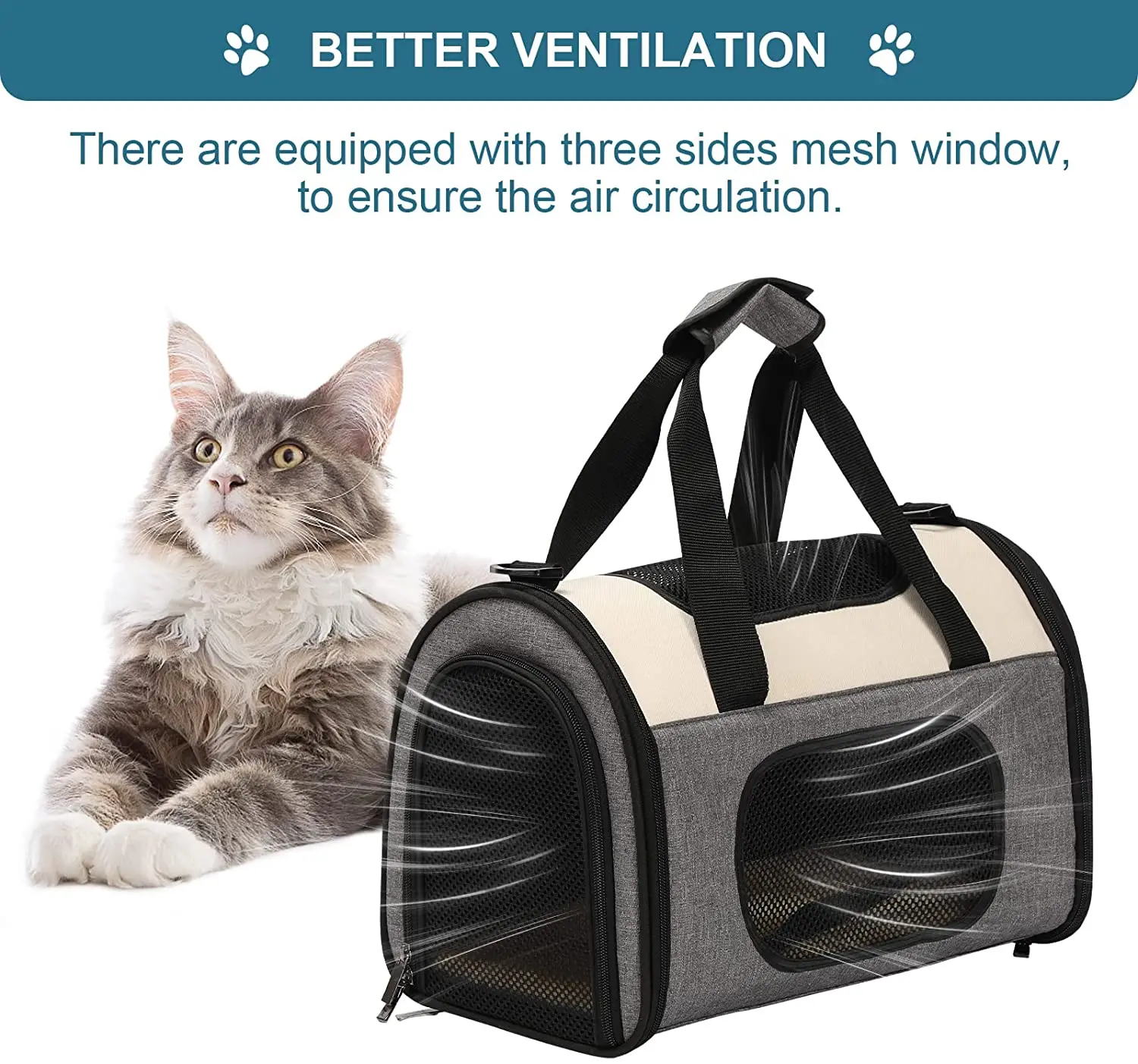 Adorabae Airline Approved Soft Sided Expandable Foldable Pet Carrier Luxury Two Side Expansion for Cats and Small Dogs 