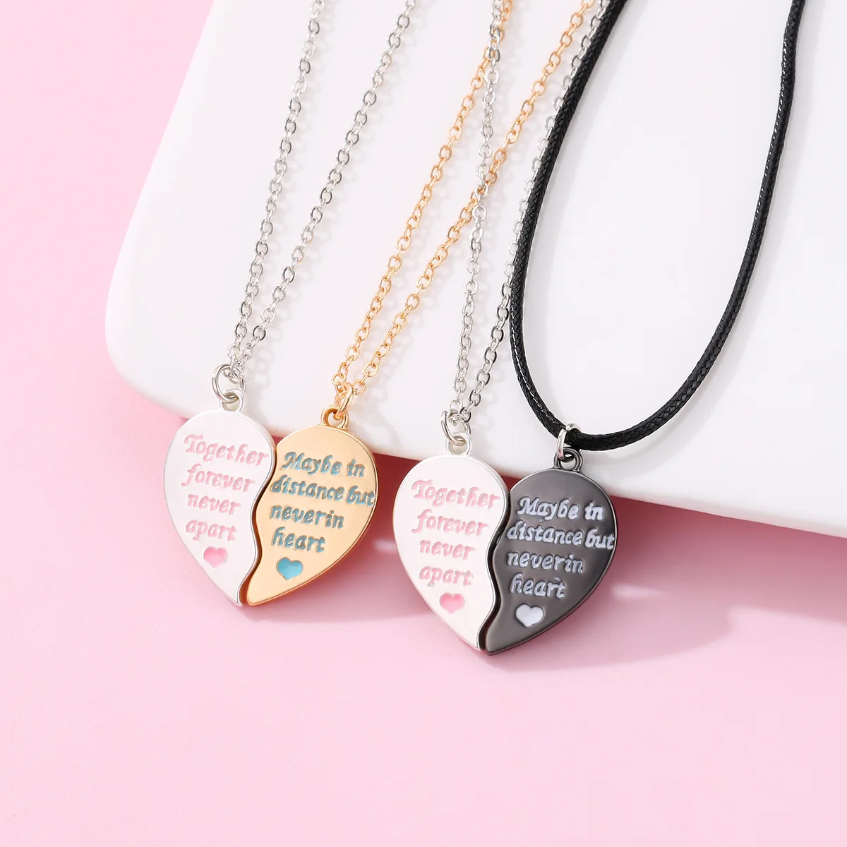 2Pcs Lovers Heart deals Pendant Couple Strong Magnetic Distance Heart Pendant Necklace