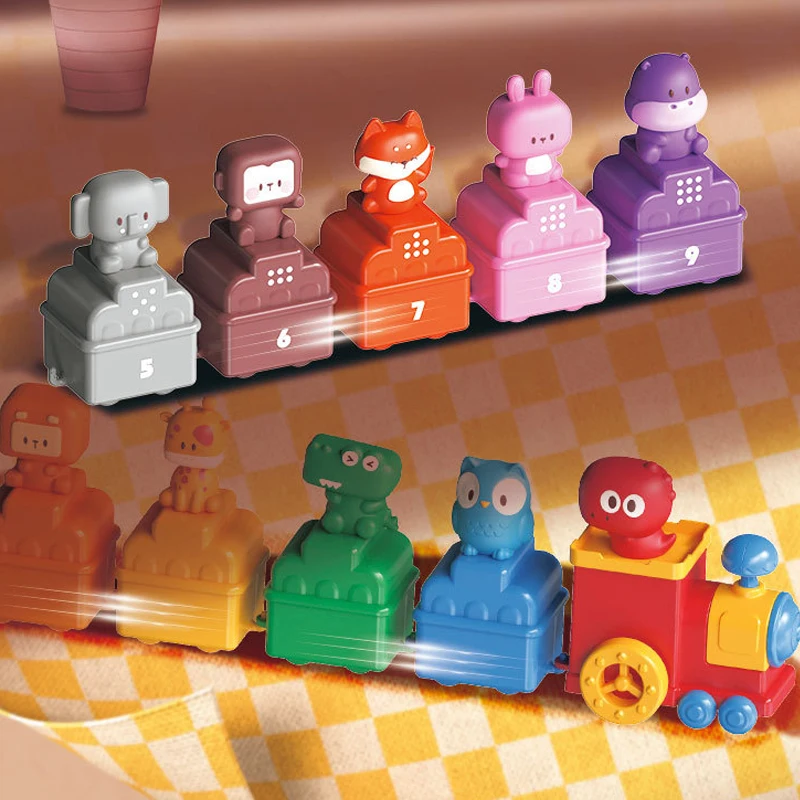 Kids Educational Learning Animal Train Peekaboo Animal Finger Puppet Sorting Stacking Montessori Toys Toddler Learning Toys