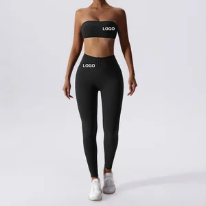 2026 Strapless Bra Legging Yoga Set Ladies Fitness Sport Clothes Custom Logo Womens Gym Yoga Sets