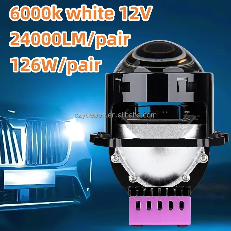 Factory 63W BiLED Projector Lens Dual Color Mini Driving Laser LED High/Low Beam Yellow/White for Honda Audi Corolla Civic Q5