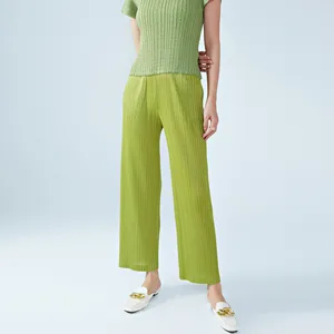 Miyake Pleated Wide-Leg Pants for Women Summer High-End Loose Fit Slimming Draped Silhouette Nine-Point Cropped Pants