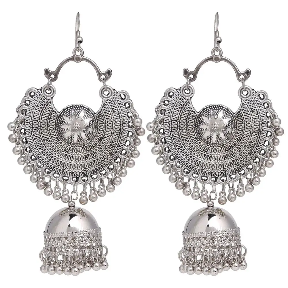 Jwellmart Gypsy Bohemian Tribal Trendy Oxidized Drop Dangle Indian Earrings for Women and Girls 