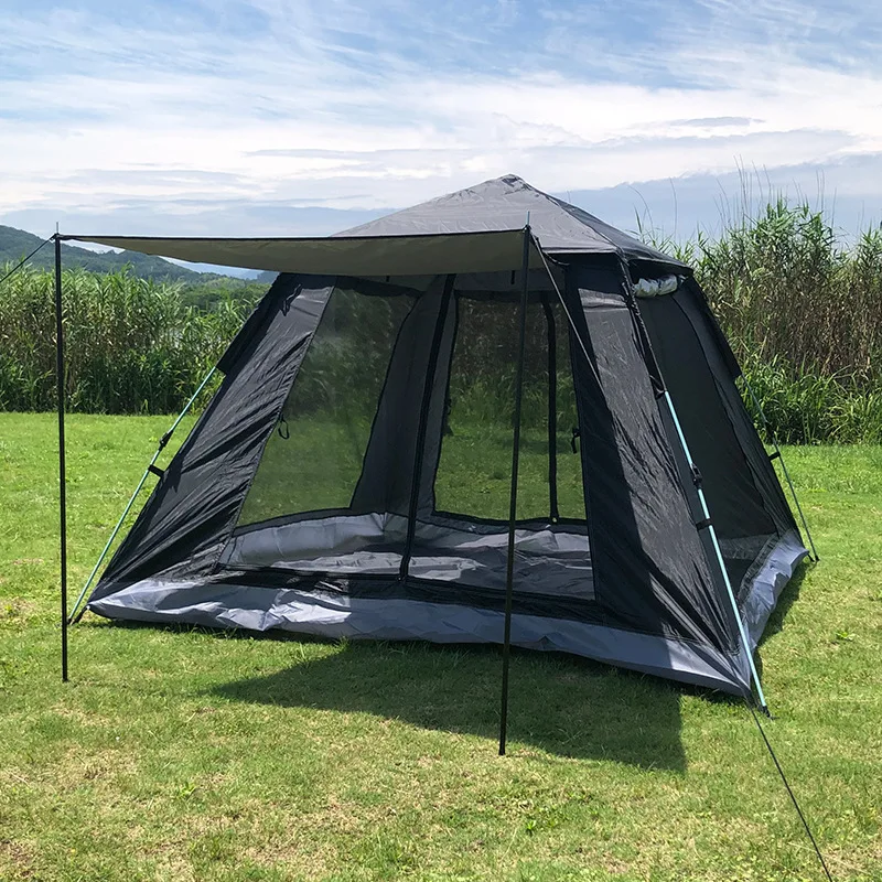 Wholesale 3-4 Person Fully Automatic Silver Glue Folding Tent Quick Open Oxford Beach Sunscreen Ventilation for Outdoor Camping