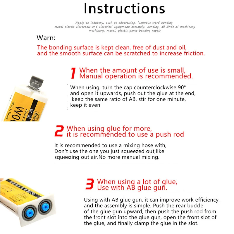 China Factory Hot Selling 5 Minutes Quick Dry 50ml Epoxy AB Glue with Glue Gun Epoxy Resin Transparent 1:1