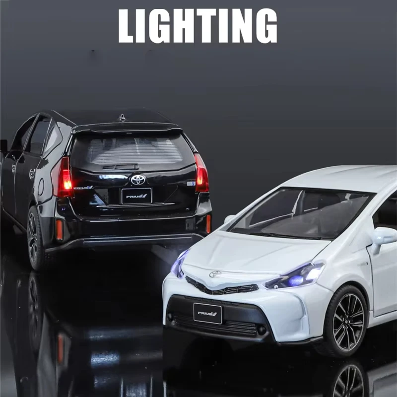 1/32 PRIUS Alloy Car Model Diecast Metal Toy Vehicles Car Model High Simulation Sound and Light Collection Children Gift Toy Car