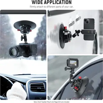 NEEWER 6"/15.2cm Camera Suction Cup Mount with Ball Head Magic Arm Metal Suction Cup Mount on Car Windshield Dash detail image
