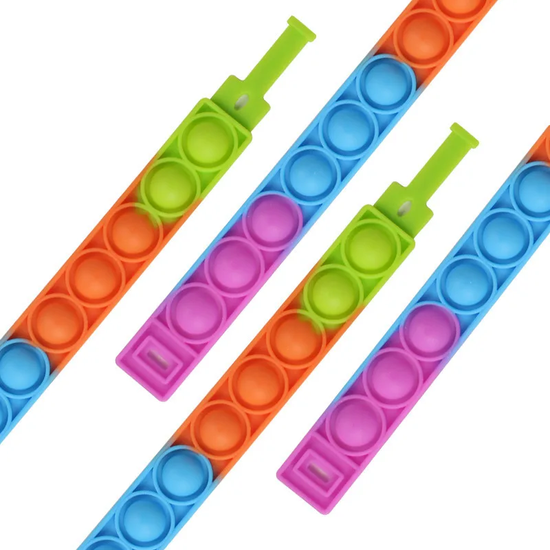 Pops Bubble Simple Dimple Toy Fidget Anti Stress Relief Colorful Silicone Bracelet Anxiety Sensory For Autism Adhd children