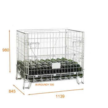 Stackable Burgundy Wire Mesh Container Cargo & Storage Equipment for 500 Wine Bottles