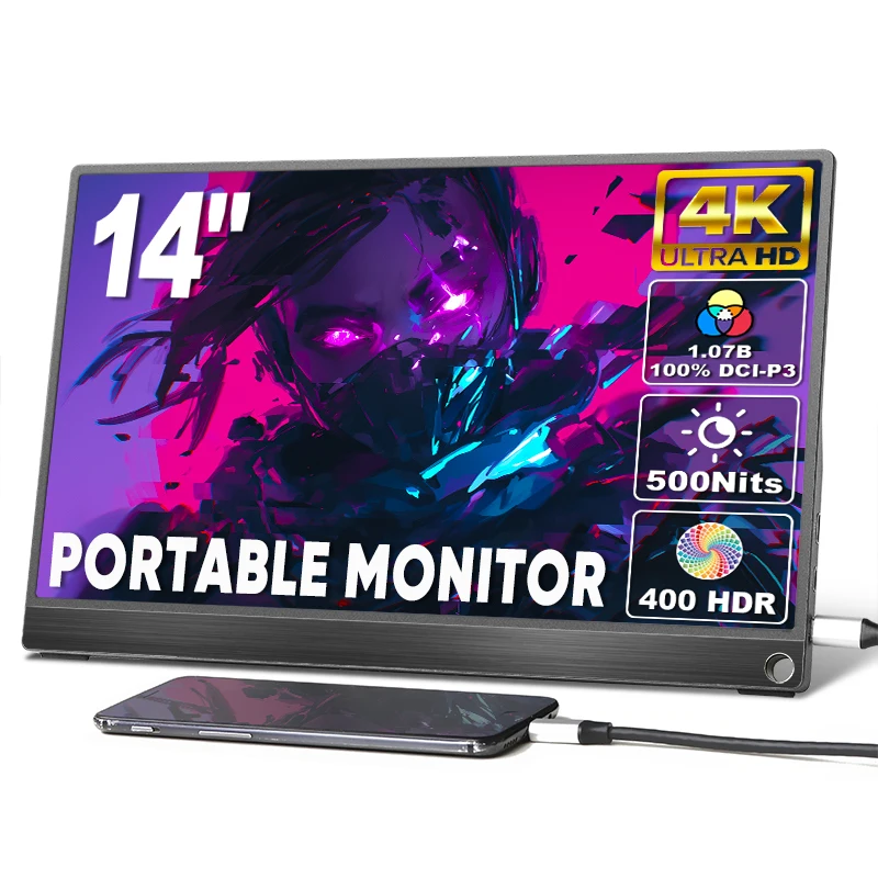 14 Inch 4K DCI-P3 100% Coverage Portable Monitor for Gaming 14 Inch 4K DCI-P3 100% Coverage Portable Monitor for Gaming