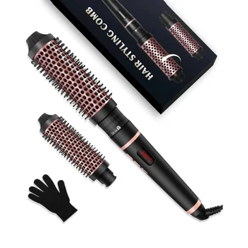 Hot Selling 480F Fast Heating Wavy Hair Iron Electric Hair Curling Brushes 2 in 1 hair Styler SalonTools