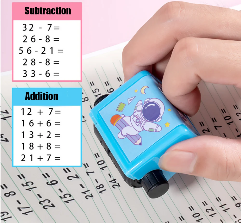 New Reusable Educational Mathl Rolling Stamp Addition Subtraction Multiplication Division Seal Arithmetic Artifact Math Roller