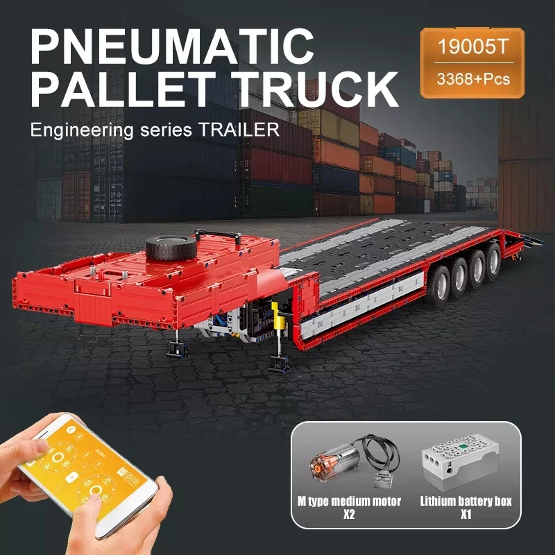 MOULD KING 19005T Technical Building Block Kids Educational Toy Christmas Gift Tractor Truck Trailer With Motor MOC-4814 Bricks