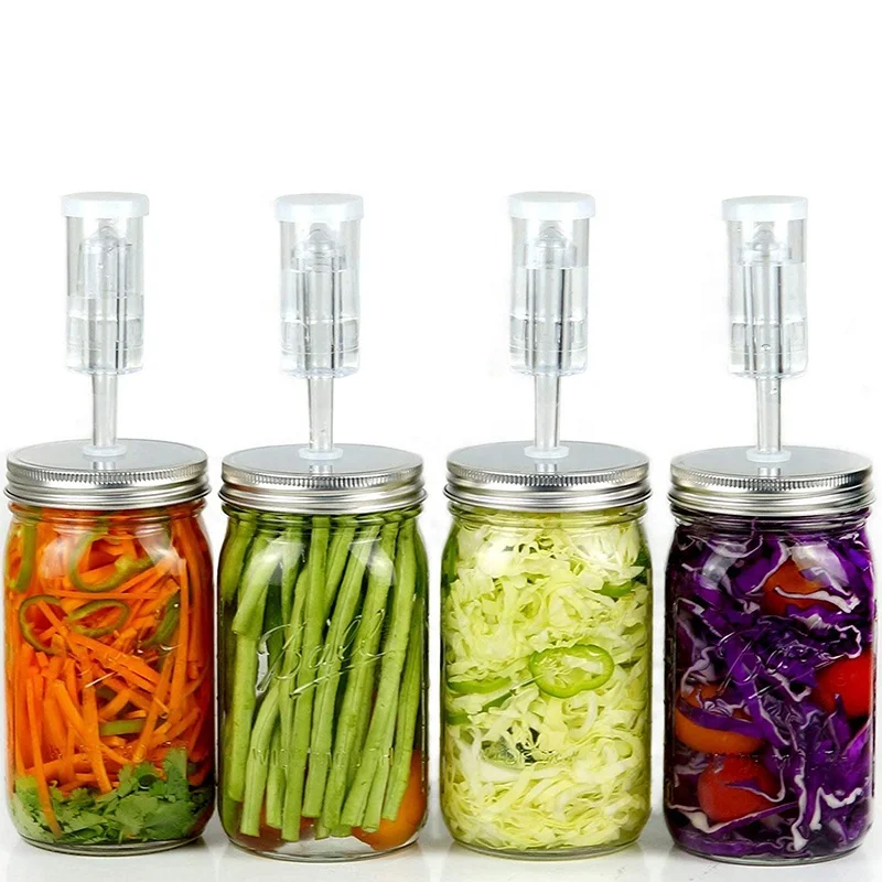 発酵キット4セットプラスチック製透明発酵蓋、広口メイソン