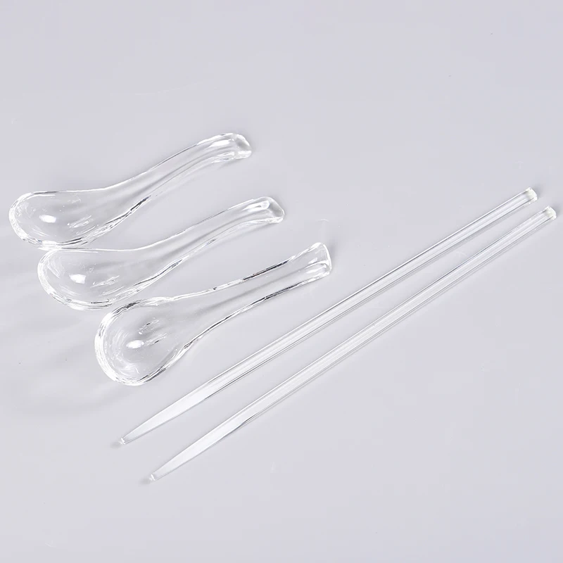 Wholesale Custom Cheap Dinner Spoon Durable High-polish Finish Glass Crystal Soup Spoon with Bear High Temperature