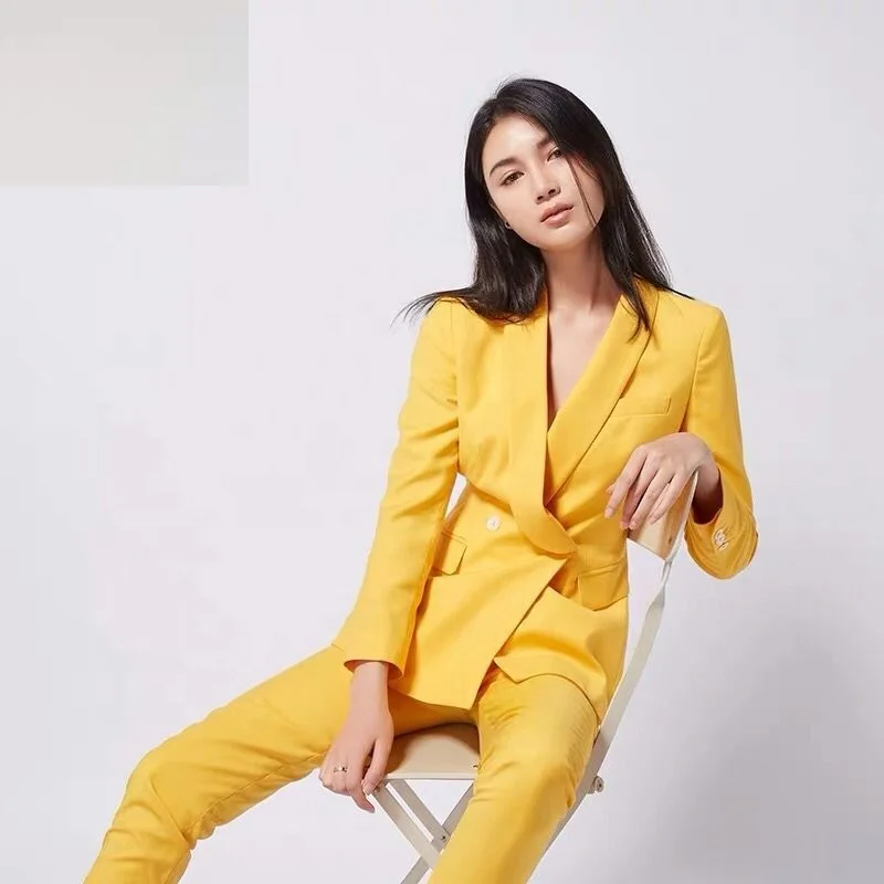 レディーススーツ女性タキシードパンツスーツ高品質カスタム手作り白