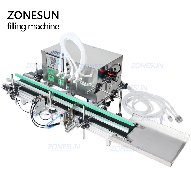 ZONESUN Full Automatic Desktop CNC Liquid Oil Filling Machine With Conveyor Beverage Milk Perfume Filling Machine Water Filler