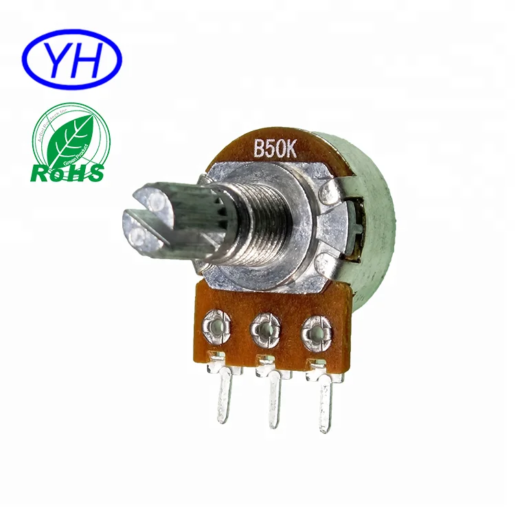 Factory single gang WH148 3 pin volume control 10k 50k 100k linear Carbon film 16mm rotary potentiometer potenciometro
