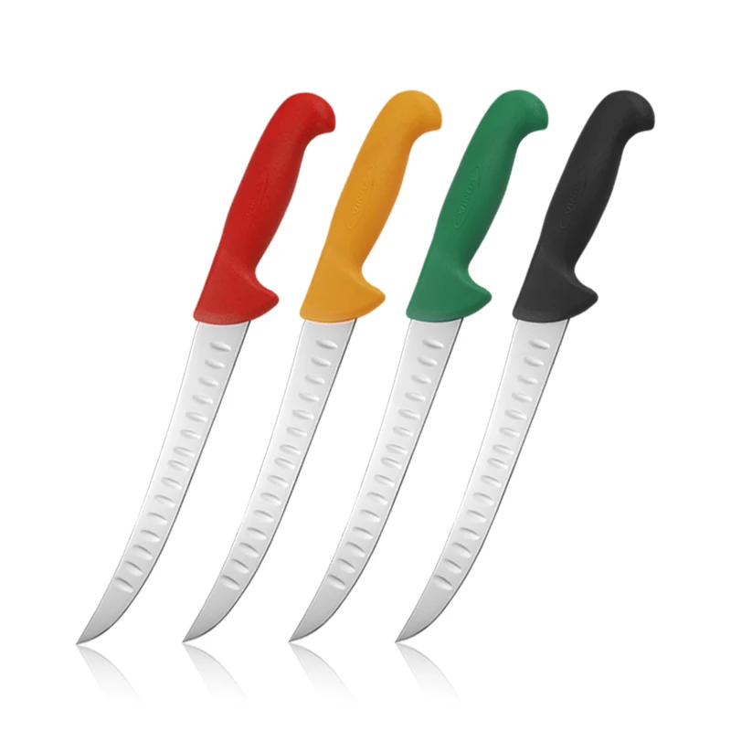Ergo Grip Curved Blade Breaking Cimeter Knife Granton- with Nylon Handle Butcher Knife Skinning Knife