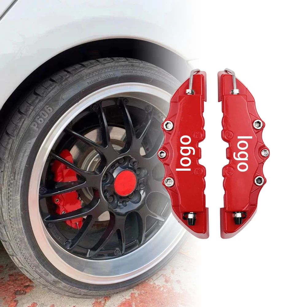 MKOIJN Caliper Covers Set Car Caliper Cover 4PCS 3D Universal Red Style Car Disc Brake Caliper Covers Front & Rear 