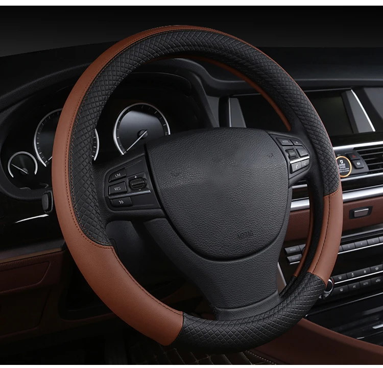 Car Steering Wheel Sport Splicing Diamond PU Leather Hand Wheel Cover Universal Steering Wheel Cover Interior Accessories