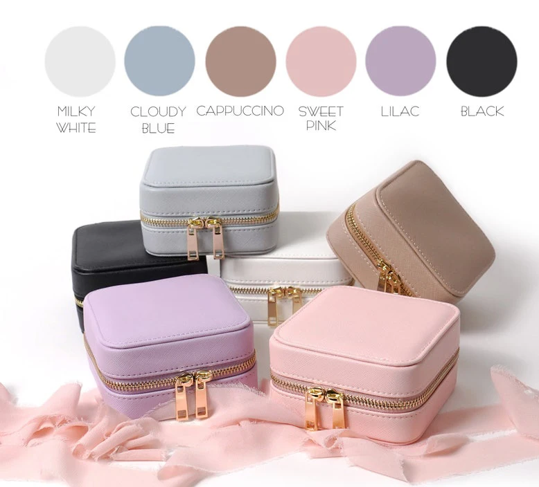 Fadeli Hot Sale Women Girls Earrings Ear Stud Box Organizer Portable Jewelry Storage Case PU Leather Small Travel Jewelry Boxes
