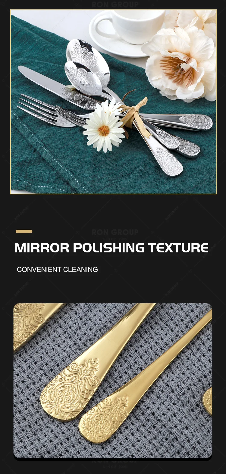 Flatware latest dinner wedding popular design restaurant tableware cutlery luxury high quality stainless steel silverware sets