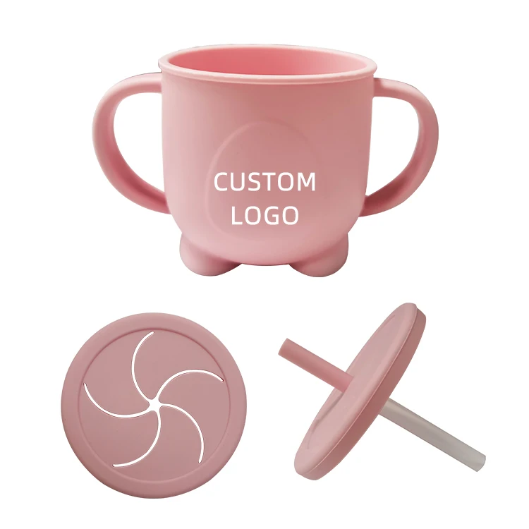 2 in 1 Eco Friendly Food Grade Bpa Free Child Non Spill for Kids Baby Silicone Snack Cup