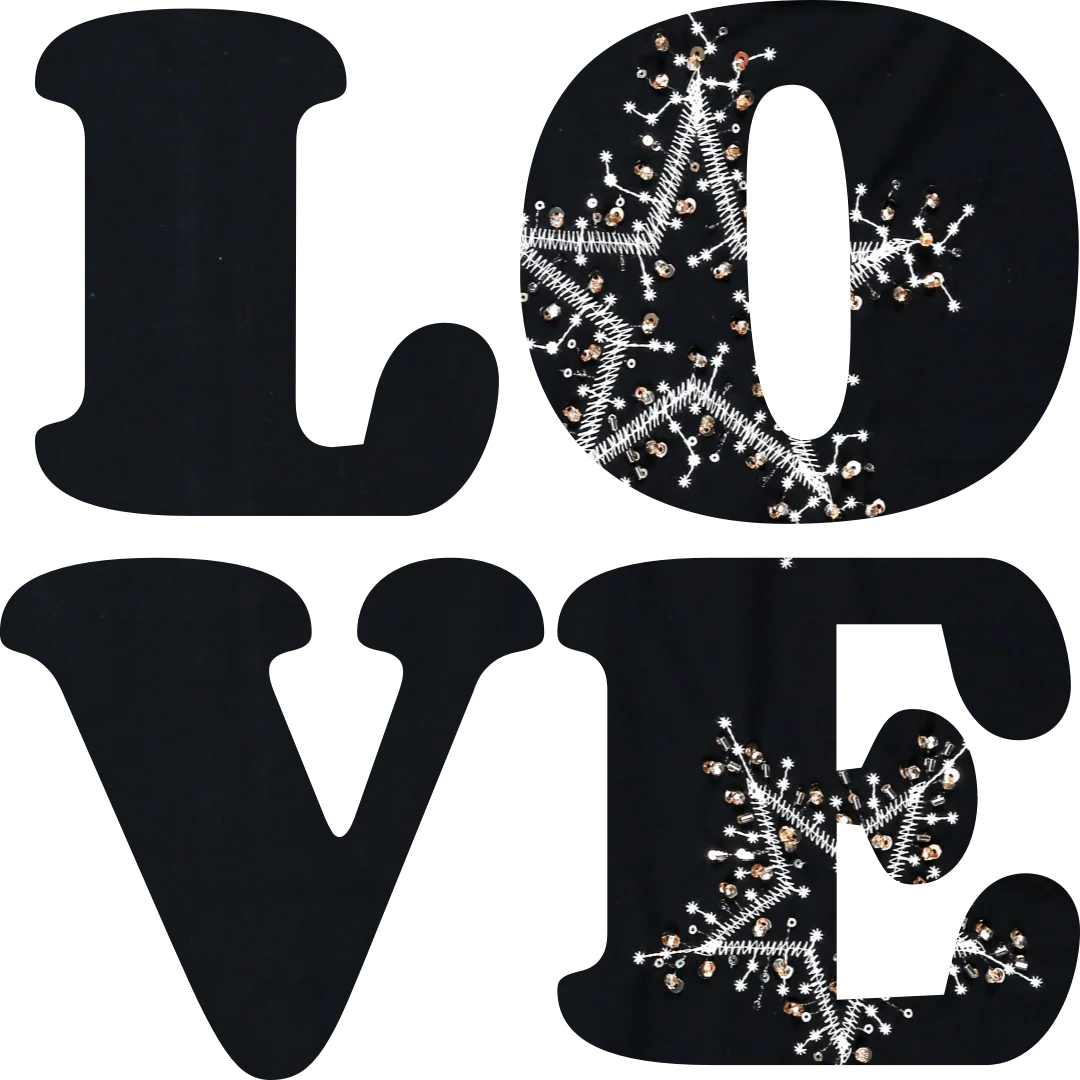 Artistic Tube-Embroidered in Classic Black with Gold Stars Tailored for Tops & Skirts Customized Cotton Embroidery Fabric