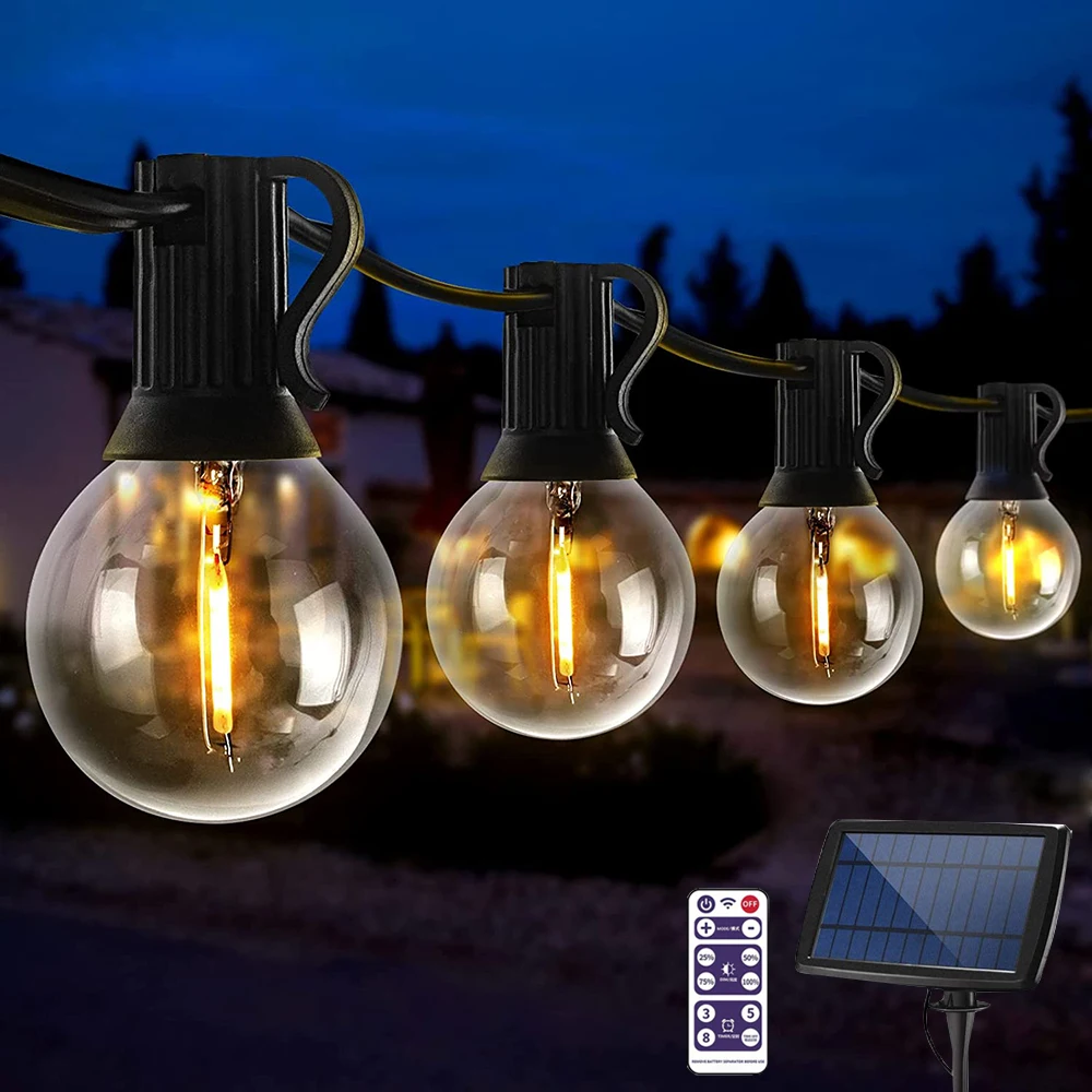 Garden Decor Street Lamp remote control Christmas G40 String Garland Led Lamp Outdoor Solar Light