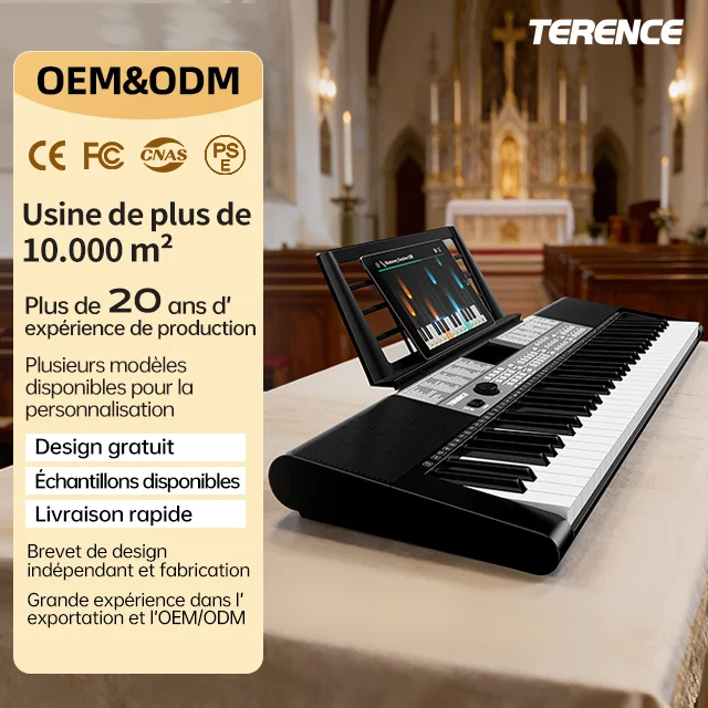 TERENCE SP611 Music Piano 61 Keys Electric Keyboard for Church
