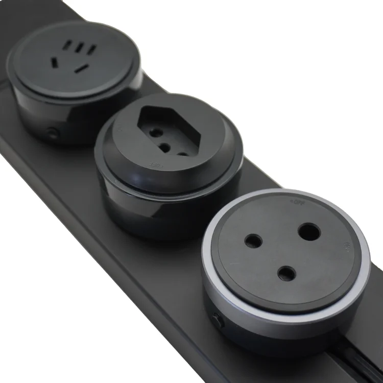 VNX Custom UK/AY/EU Power Track Outlet Electric Standard Concealed Table Electrical Power Track Socket