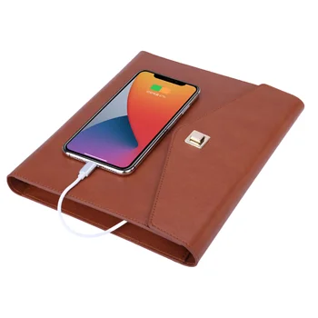 2025 Custom Smart notebook 8000mah powerbank notebook wireless charger USB flash drive